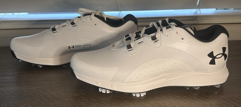 Zapato de golf Under Armour para hombre UA Charged Draw 2 clavos - blanco/negro para hombre talla: 9,5 Foto 2 de 4