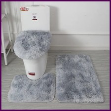 Toilet Seat Cover 3Pcs Set Bath Mat Shower Room Floor Rug Home Bathroom