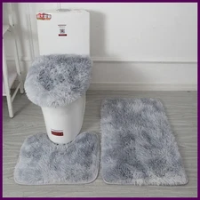 Toilet Seat Cover 3Pcs Set Bath Mat Shower Room Floor Rug Home Bathroom
