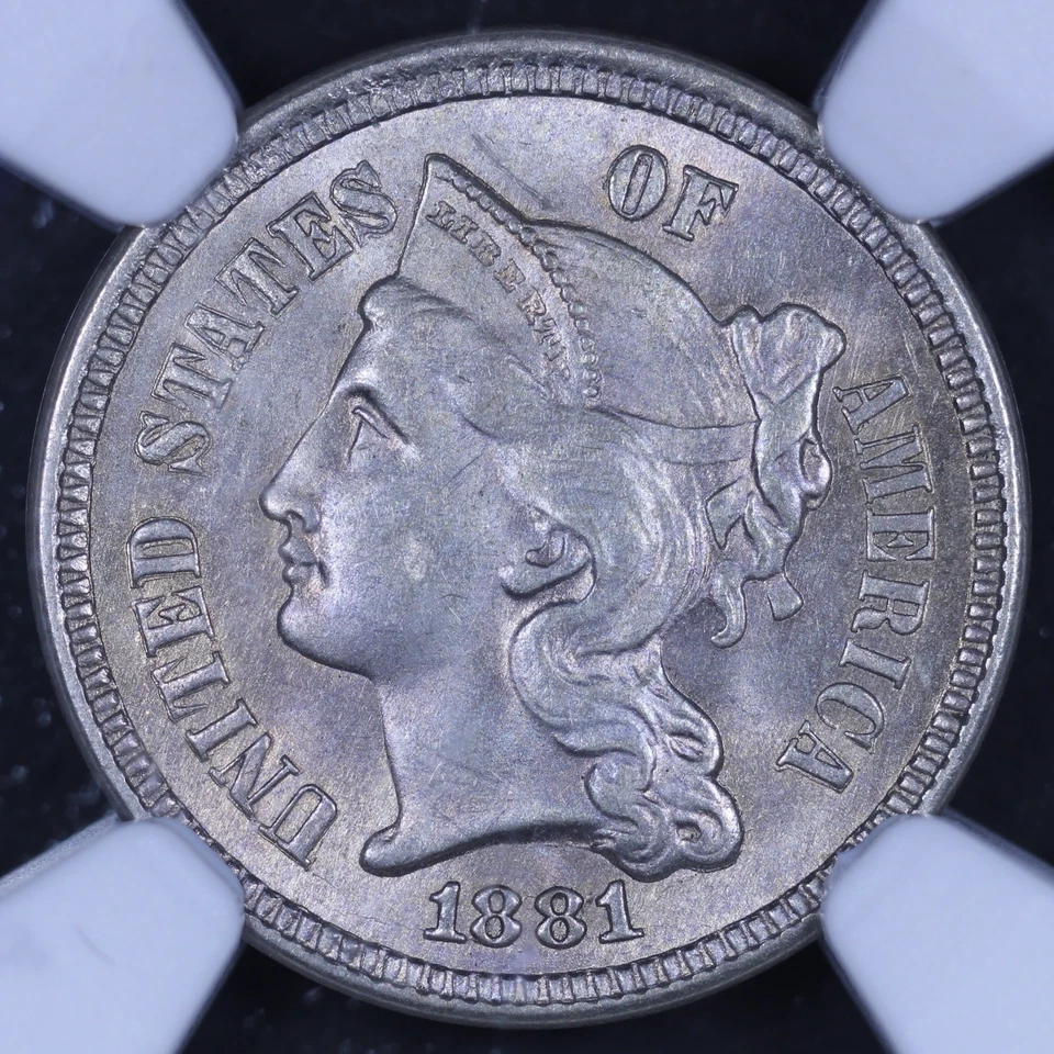 1881 Three Cent Nickel - 3CN NGC MS64 - Bright, Lustrous Coin! - Image 3 of 4
