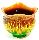 1920's Jardiniere Pottery Majolica Weller ART Nouveau Lions Head Planter 11.5"