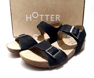 Hotter Tourist Ortholite Sandalen Größe 5 UK schwarz Leder verstellbare Riemen