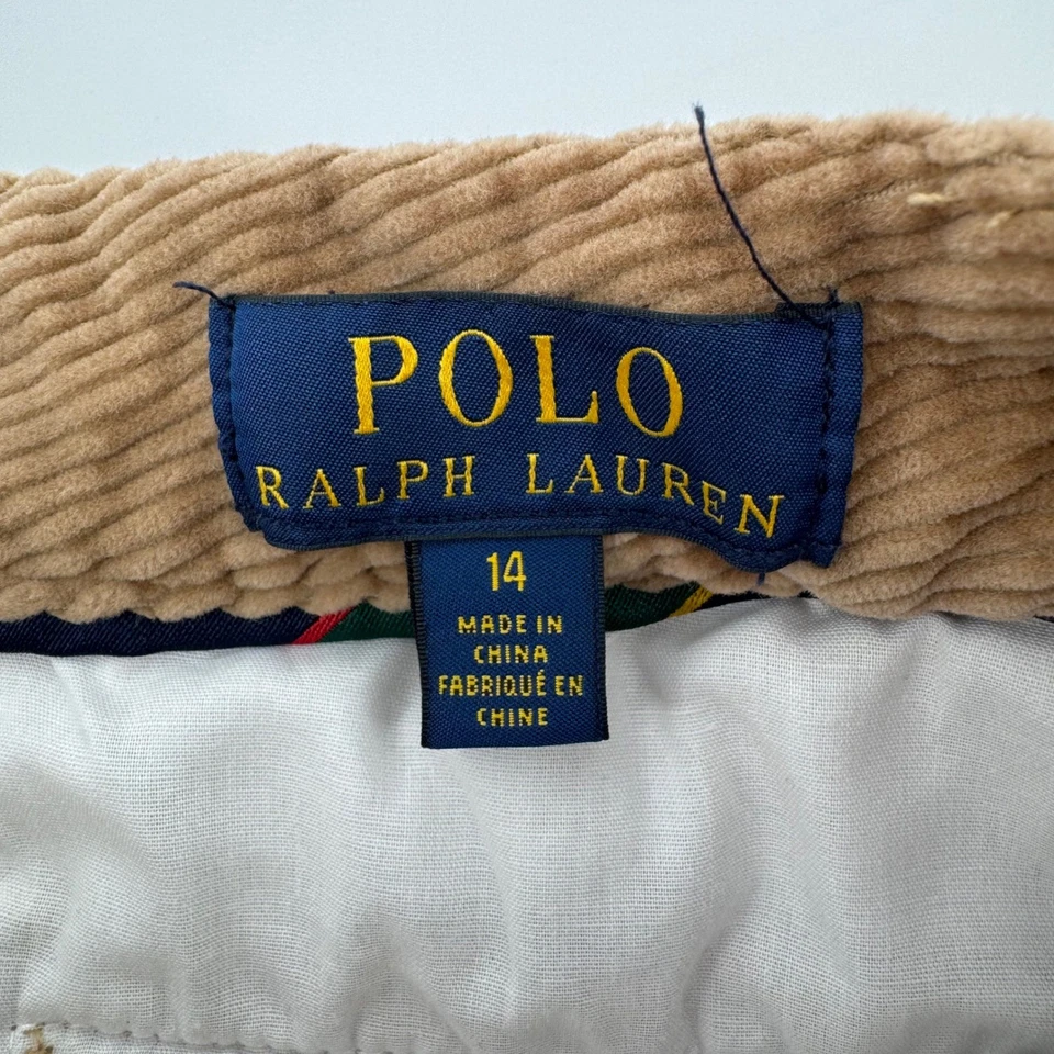 Pantalones de pana Polo Ralph Lauren para niños talla 14 marrón tostado ancho ballena calce clásico Foto 3 de 4