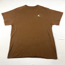 Mossy Oak Mens Large Brown Short Sleeve Graphic Tee Shirt Outdoor Hunting Logo
