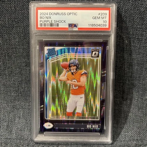 2024 Panini Donruss Optic - Rated Rookie Bo Nix #209 Purple Shock Prizm PSA 10