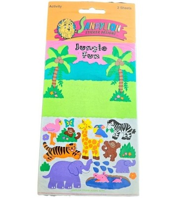 Sandy Lion 1990s JUNGLE FUN Stickres Zoo Animals 2 Sheets Vintage New In Package