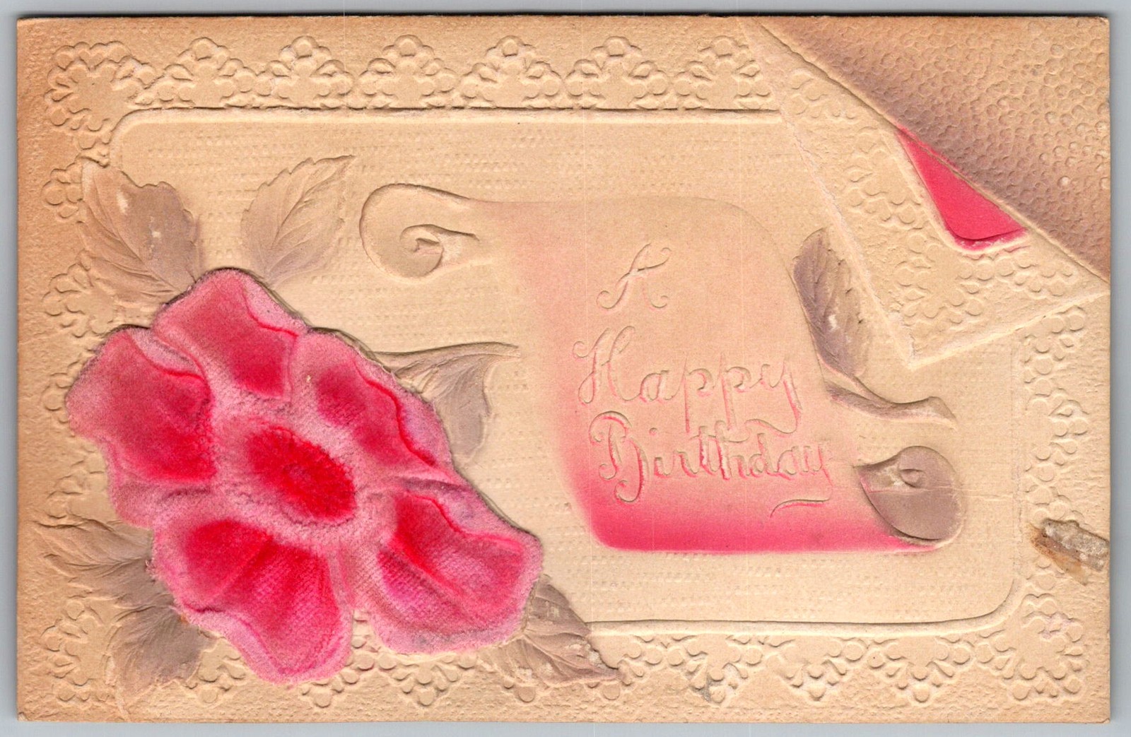 Antique Postcard Happy Birthday Floral Carrollton, IL 1910s