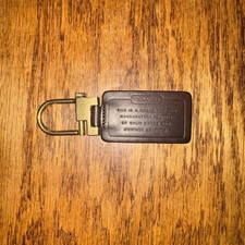 Vintage Coach Dark Leather and Brass Snap Key Fob Ring Italy Cowhide Soild Brass