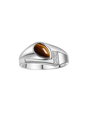 RYLOS Herren Sterlingsilber Birnenform Träne Edelstein & Diamant Ring, Größen 8-13