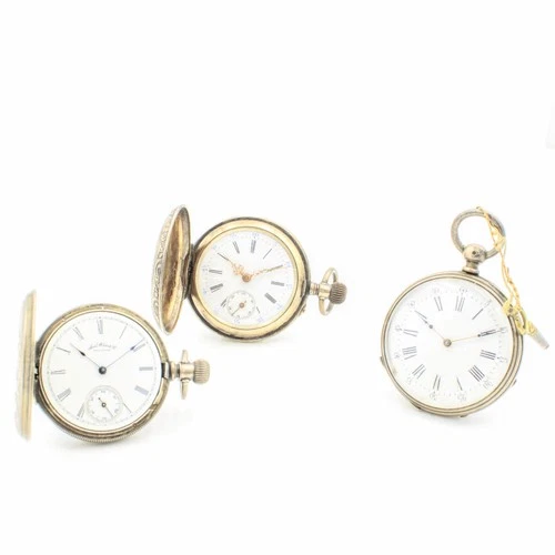 Antique Waltham 7j 6-12s Coin Silver Key Wind Pocket Watches Lot of 3 #WB4506-3