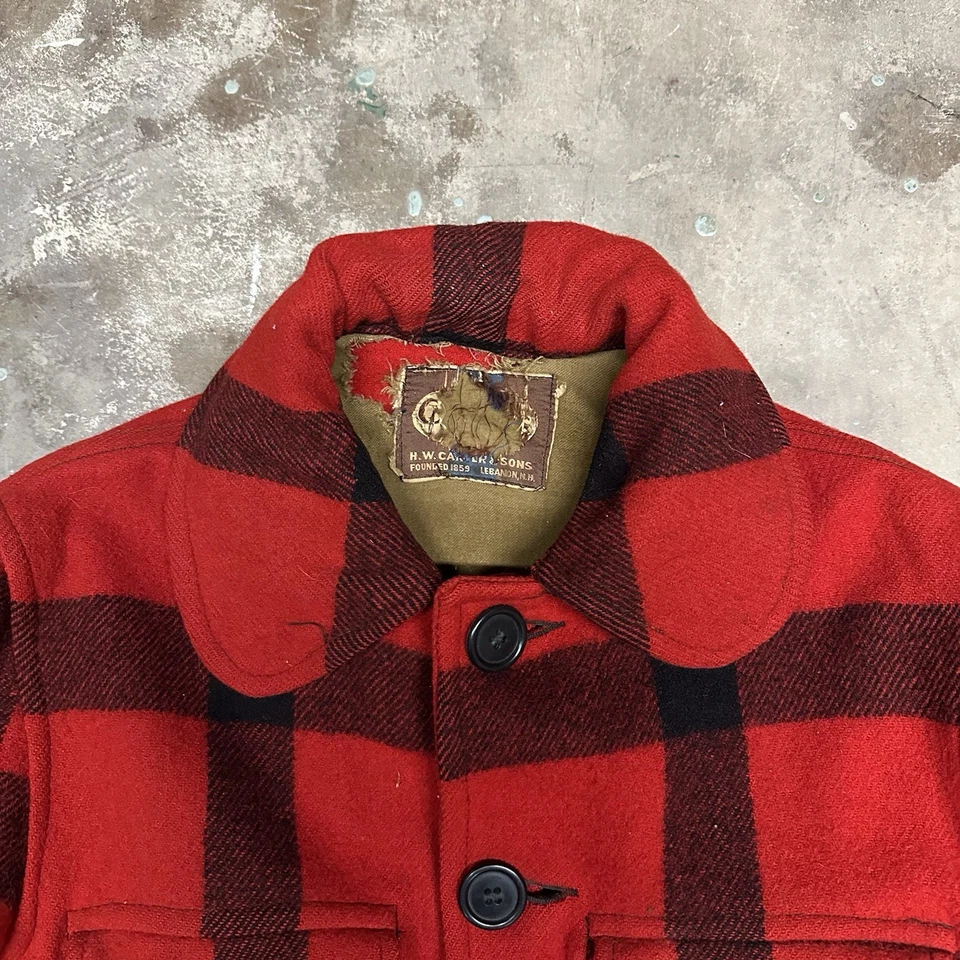 Vintage Carter's Wool Hunting Suit Red Buffalo Plaid Jacket Pants Set 1940-50's - Image 3 of 4