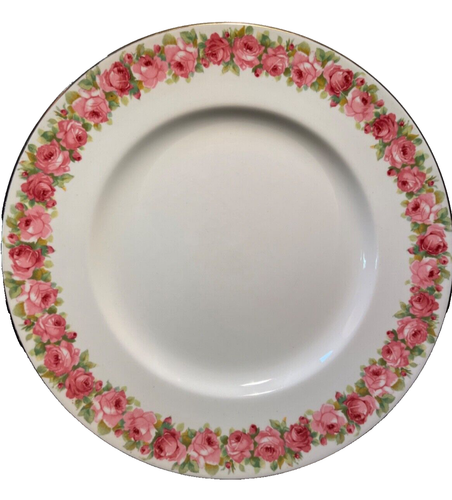 Royal Doulton Raby Rose D5533 dinner plate pink roses Antique English China 26cm