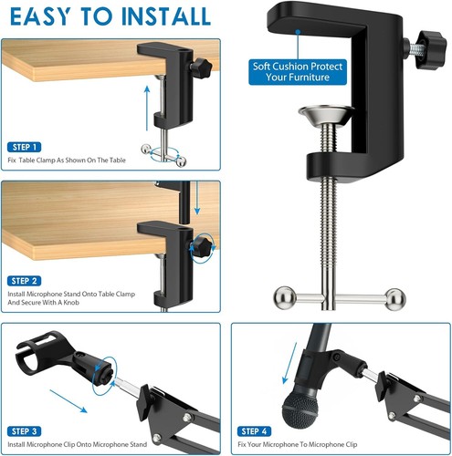 K KASONIC Microphone Stand, Adjustable Desk Stand for HyperX Black - 第 6/7 張圖片