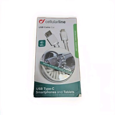 Cellularline USB Car Kabel Typ C USB 1,2m Lade und Datenkabel weiß