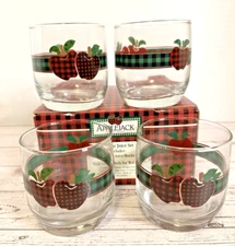 Anchor Hocking Applejack 4 Piece Juice/Rocks Glasses Vintage Glasses
