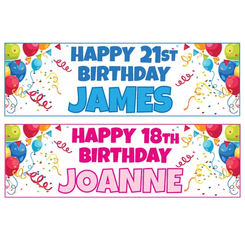 Buy 1 Get 1 Free Birthday Banners Personalised Large Balloons 900mm x 300mm