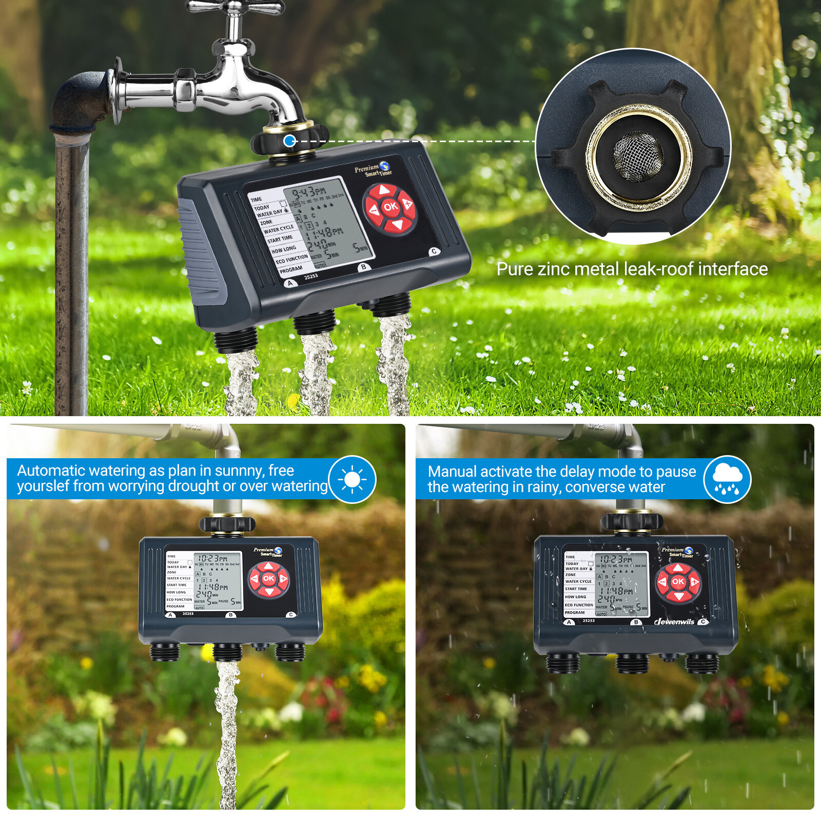 REV Timer-stopcontact digitaal voor binnen, 20 tijden/dag, 1800 W, willekeurige functie, wit
