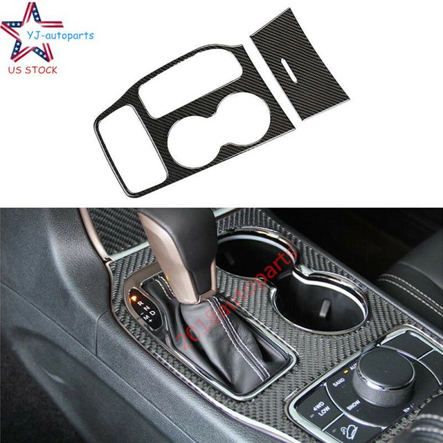 Real Carbon Fiber Water Cup Holder Cover Trim For Jeep Grand Cherokee