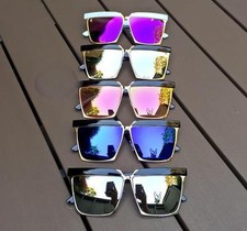 Oversized Retro RAVE Mirror Square Metal Large Big Designer Sunglasses Glasses L