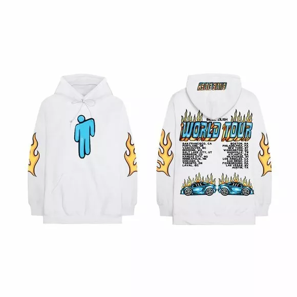 BILLIE EILISH White World Tour Hoodie Sweatshirt Size M Official