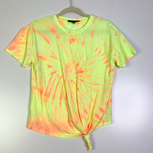Womens Yellow Orange Tie Dye Hem Knot 