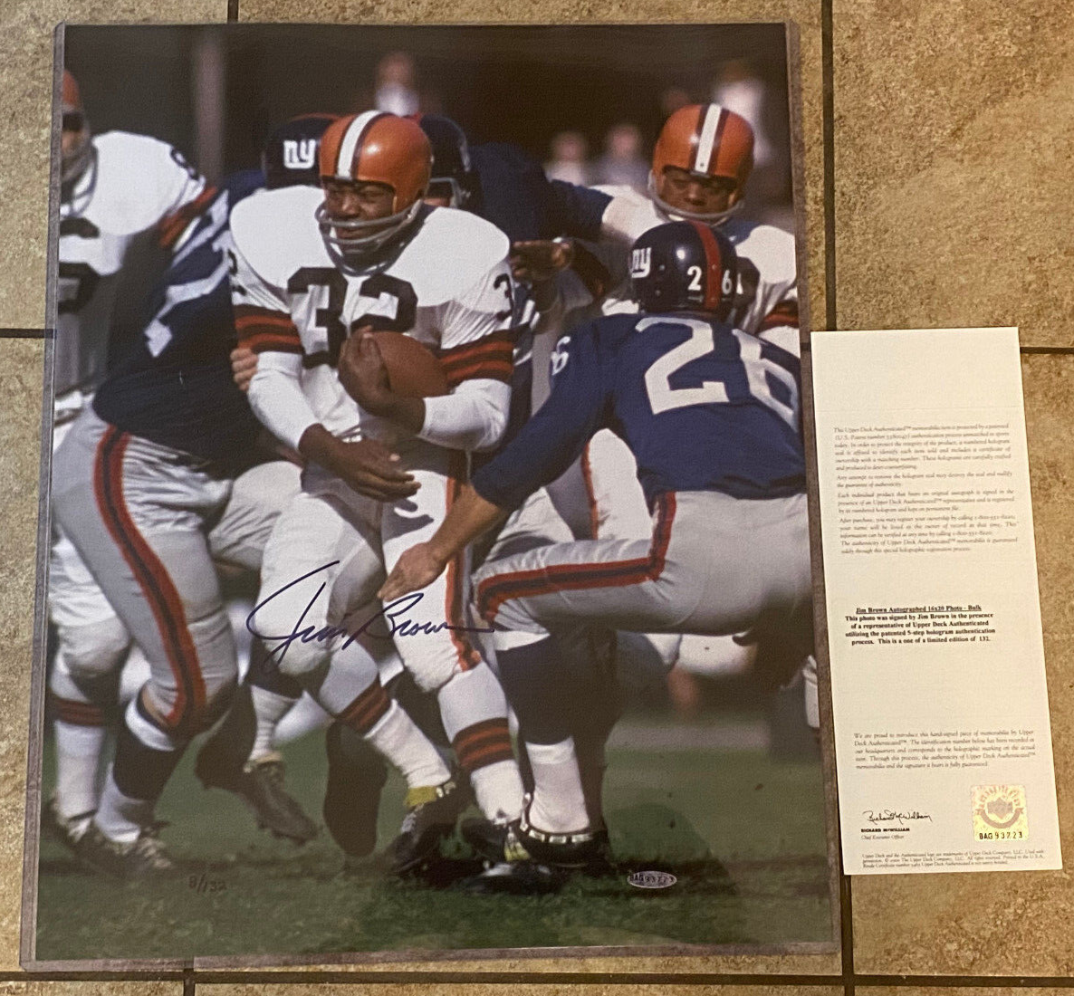 Jim Brown Autographed Signed Cleveland Browns 16x20 Photo UDA LE 8/132 