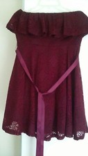 Forever Juniors Red Floral lace sleeveless off shoulder fit and flare dress L