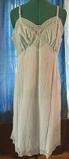 1950 s Vintage Vanity Fair Baby Blue Women's Full Slip Gown SZ 38 Double Chiffon