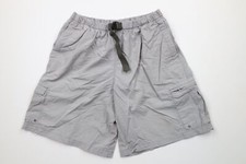 Vintage Columbia Mens Large Distressed Lined Above Knee Belted Cargo Shorts Gray