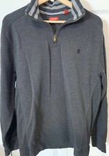 Izod Mens Sz L 1/4 Zip Gray Sweater Pullover