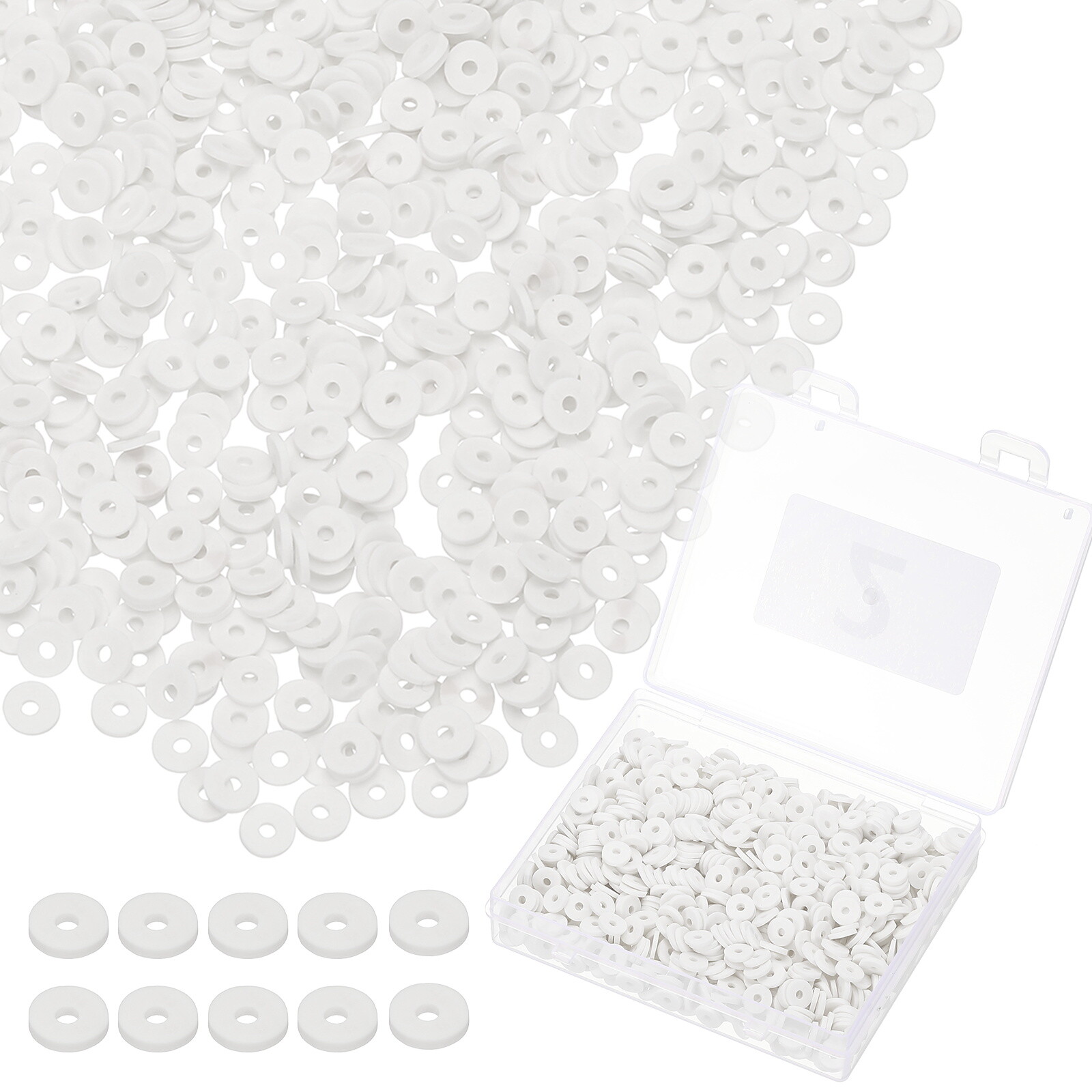 1000 Pcs White Heishi Clay Beads for DIY Bracelet Making Kit
