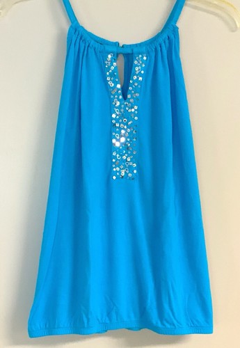 EUC INC International Concepts Embellished Sleeveless Tank Top Blue Petite L - Picture 2 of 4