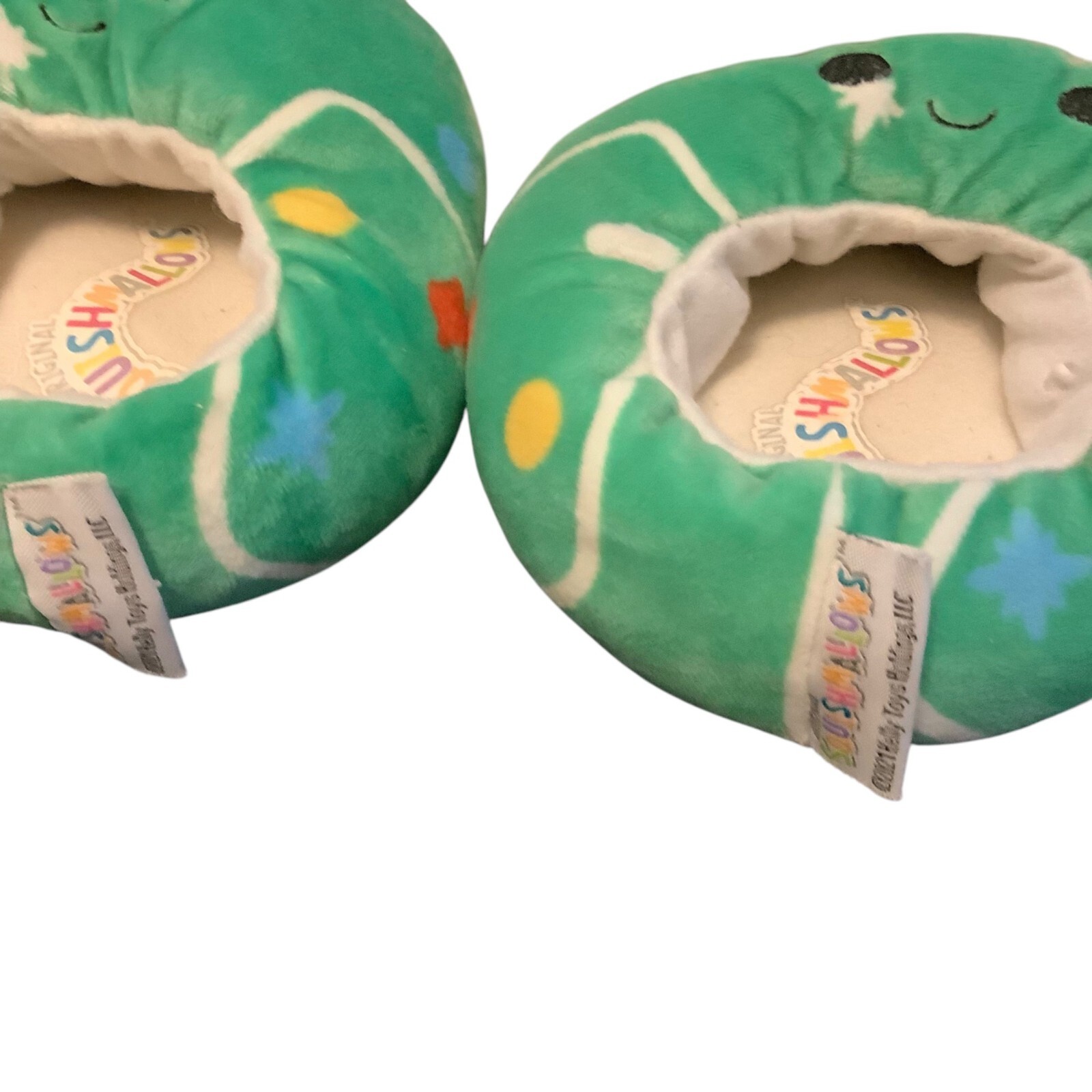APL Squishmallows Carol l'albero di Natale pantofole Babbo Natale bambini taglia 11 12 DIFETTO