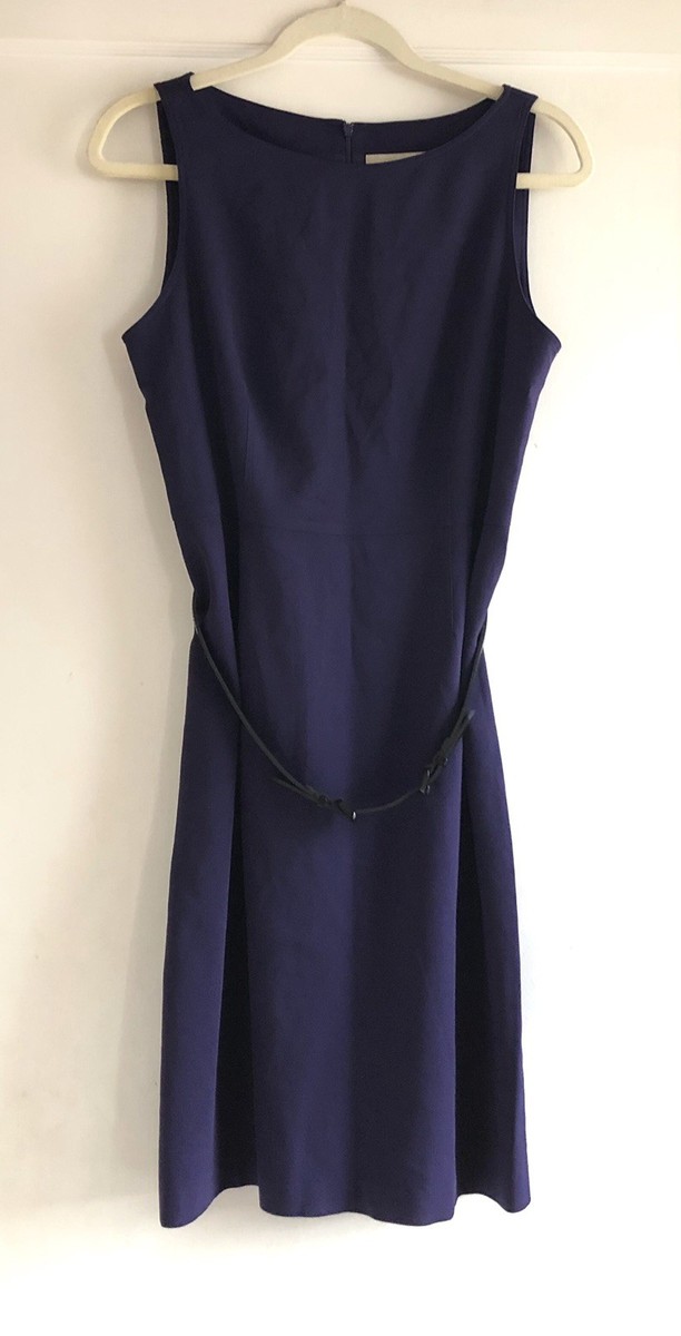 Burberry London Purple Wool Belted Sheath Dress Size 44 10 Made In Italy