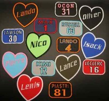 F1 inspired patch - Heart or rectangle - Iron or  Hook+Loop - Waterproof Fabric