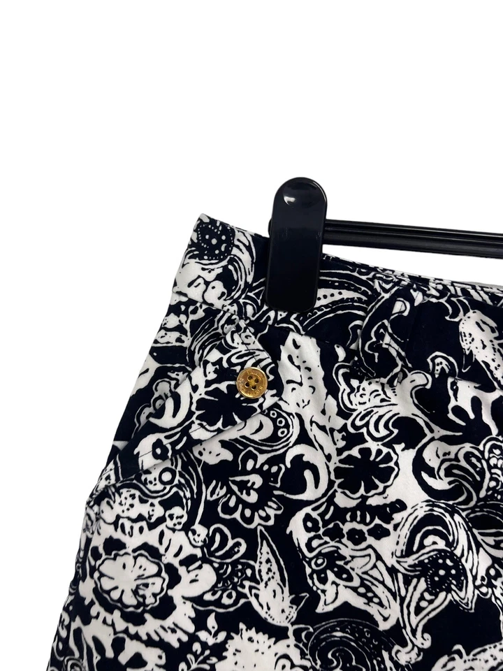 Lauren Ralph Lauren 女式海军蓝和白色佩斯利短裤 14 码 — 第 3/4 张图片