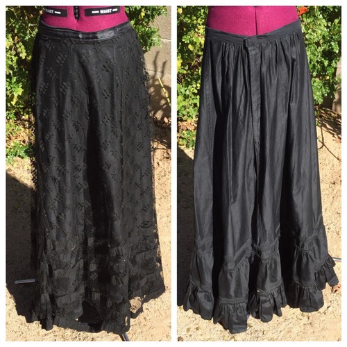 Edwardian 3-Pc Dress Black Lace Beads Boned Shirtwaist Bodice Skirt Top Antique - Picture 10 of 12