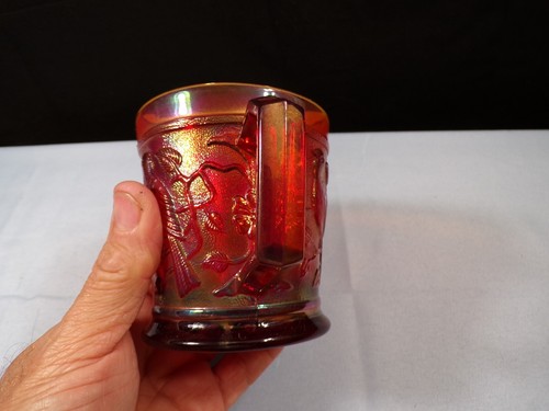 Imperial Robin Red Carnival Glass Mug INV3 - Picture 3 of 8
