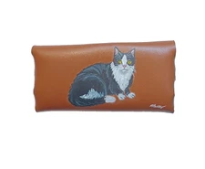 Tuxedo Cat Eyeglass Case Hand Painted Eyewear Storage