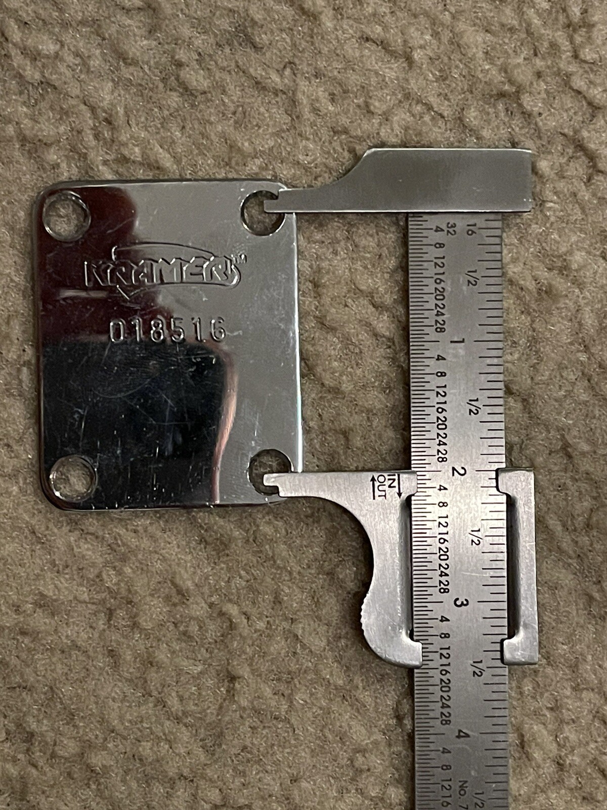 Vintage 80’s Chrome Kramer Guitar Neck Plate With Banana Headstock Logo