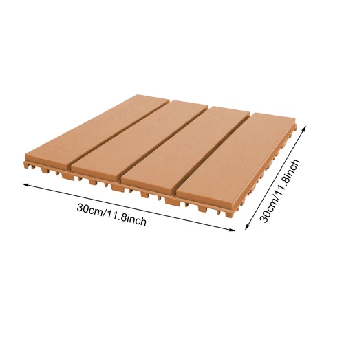 30X Plastic Interlocking Deck Tiles Dark Wood Grain Outdoor Patio Pavers 12"x12" - Picture 3 of 6