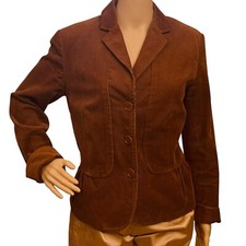 Talbots Blazer Brown Peplum 3/Buttons Fully Lined Pockets Jacket Sz 10