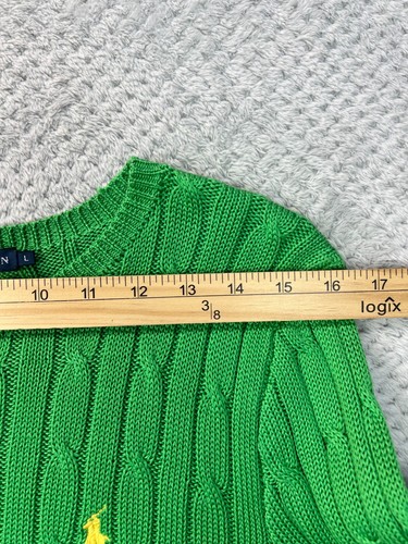 Polo Ralph Lauren Mujer Pequeño Poni Suéter Tejido con Cable Pima Algodón Pullover Talla L - Imagen 11 de 14