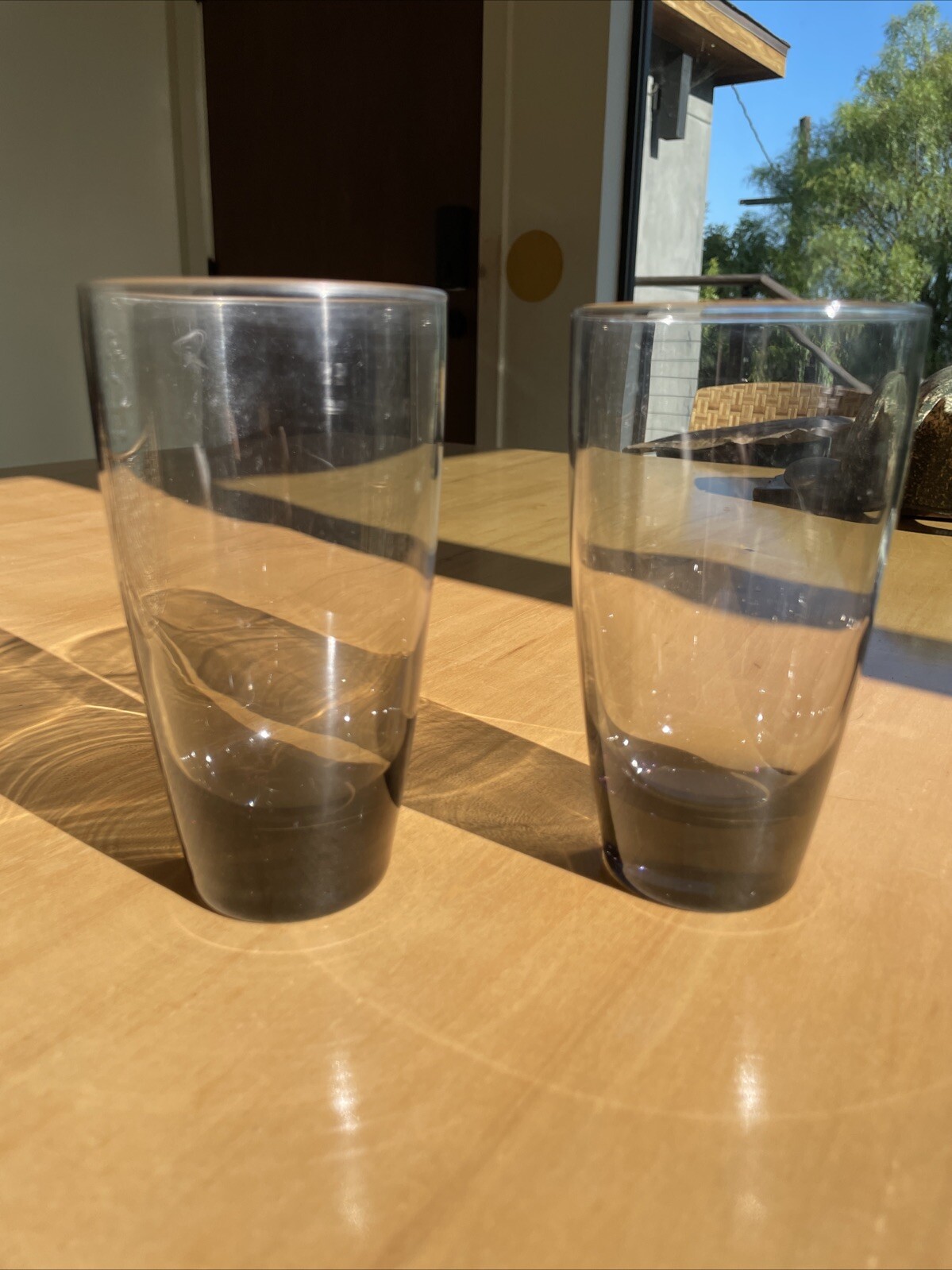 Libbey Vintage Glassware Smokey Set Of 2 Cursive “L” Etched On Bottom 16oz