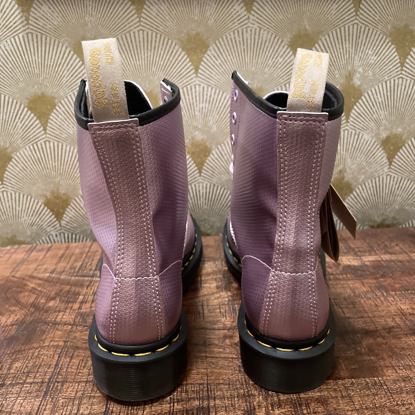 DR. MARTENS 1460 Vegan Women’s Aluminix Embossed Combat Boot Size 8 New Pink image 6