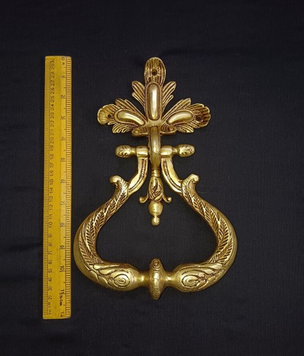 Victorian Themed Main Door Knocker Brass Floral Design Log House Door Bell CA830 - Picture 3 of 9