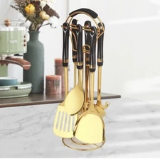 Stainless Steel kitchenware seven Pieces Set (Black Gold & White Gold