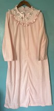 Vintage Heather Collection Velvety Flannel Pink Zip Robe House Coat USA Floral M