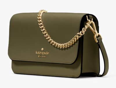 Kate Spade Madison Flap Crossbody Bag Army Green Leather 