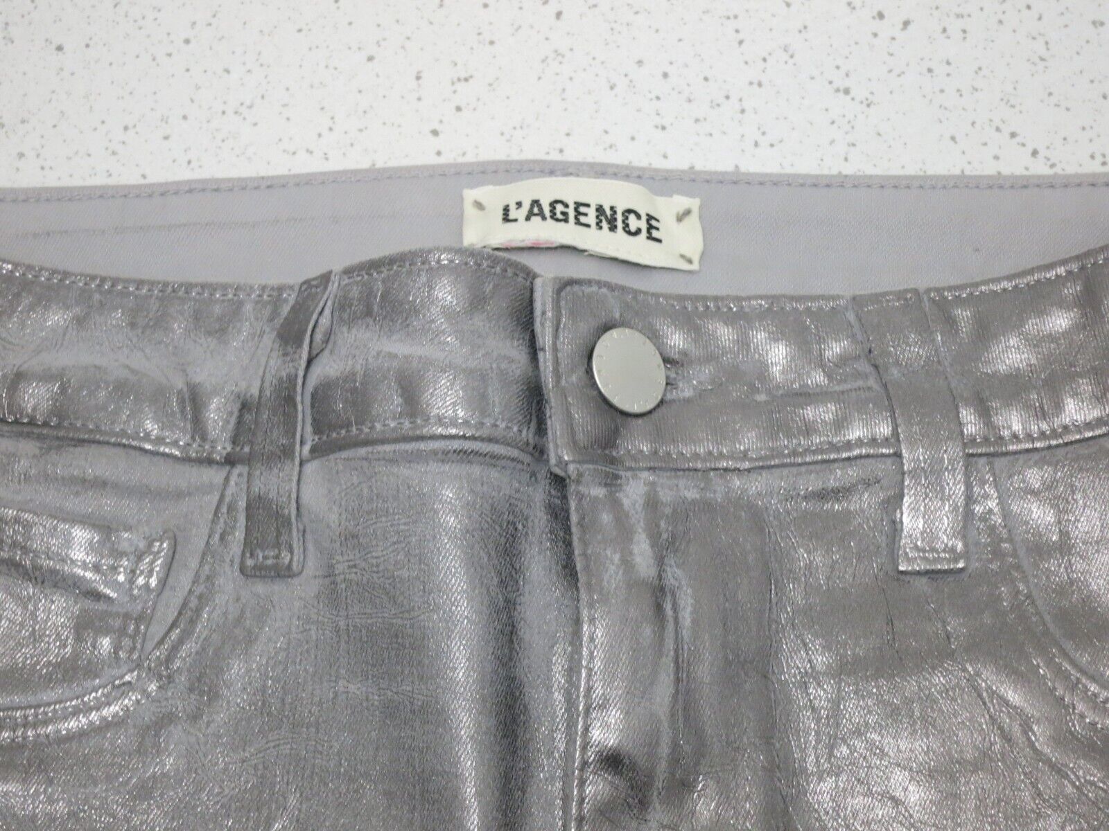 L’Agence Fitted Metallic Silver Jeans Size 28 Ret… - image 14
